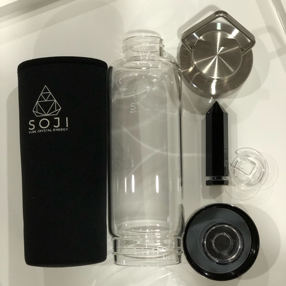 Soji Black Obsidian Crystal-Infused Water Bottle With Sleeve - Picture 13 of 15